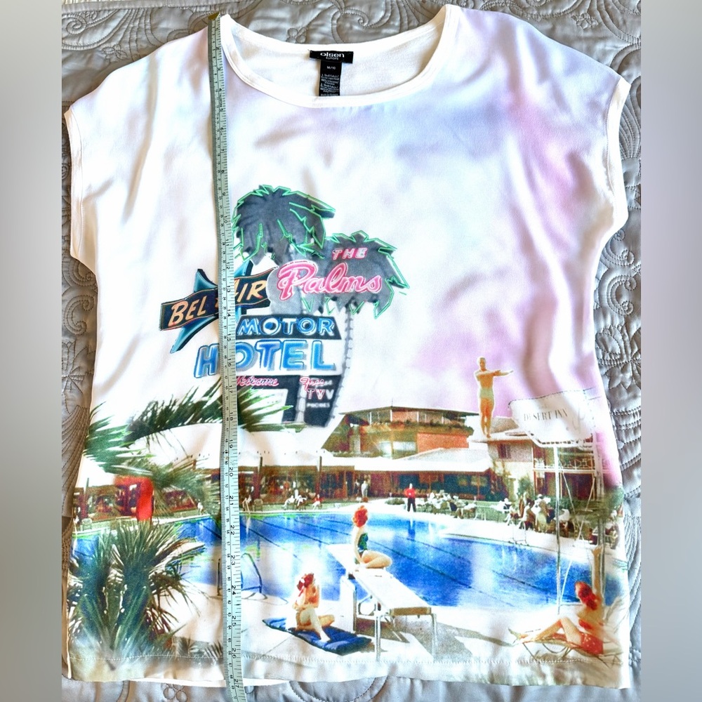 Olsen Europe Women's Graphic Print Blouse Top with Tshirt back - Picture 9 of 9